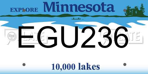 EGU236 Minnesota License Plate