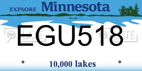 EGU518 Minnesota License Plate