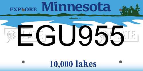 EGU955 Minnesota License Plate