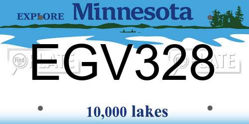 EGV328 Minnesota License Plate
