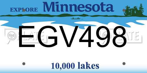 EGV498 Minnesota License Plate