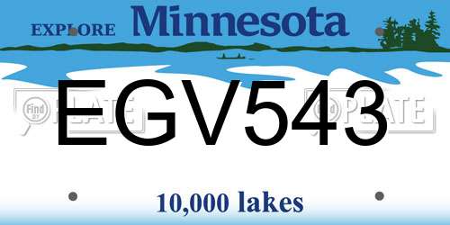 EGV543 Minnesota License Plate