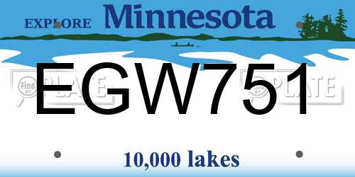 EGW751 Minnesota License Plate