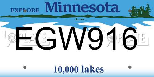 EGW916 Minnesota License Plate