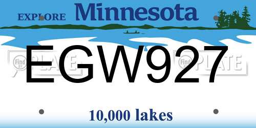 EGW927 Minnesota License Plate