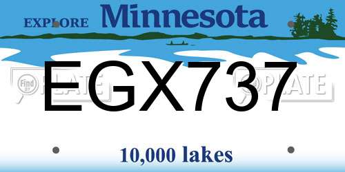 EGX737 Minnesota License Plate