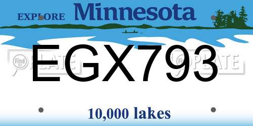 EGX793 Minnesota License Plate