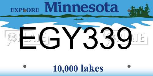 EGY339 Minnesota License Plate
