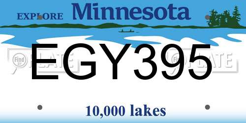 EGY395 Minnesota License Plate