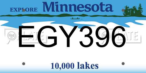 EGY396 Minnesota License Plate