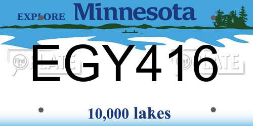 EGY416 Minnesota License Plate