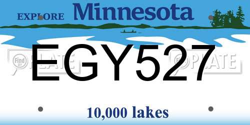 EGY527 Minnesota License Plate