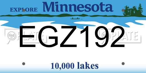 EGZ192 Minnesota License Plate