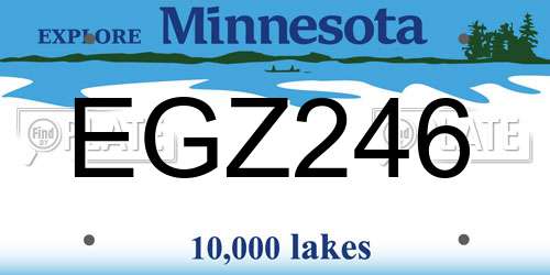 EGZ246 Minnesota License Plate