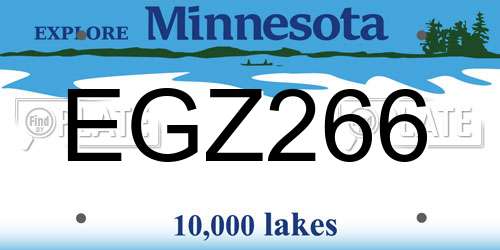 EGZ266 Minnesota License Plate