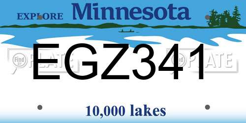 EGZ341 Minnesota License Plate