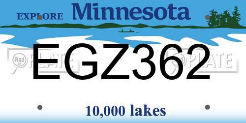 EGZ362 Minnesota License Plate