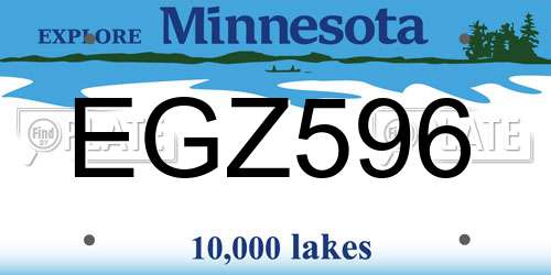 EGZ596 Minnesota License Plate
