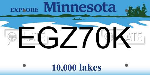 EGZ70K Minnesota License Plate