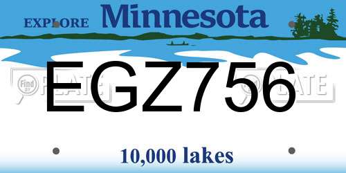 EGZ756 Minnesota License Plate