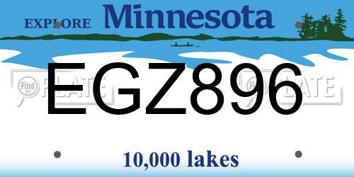EGZ896 Minnesota License Plate