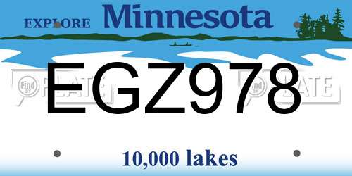 EGZ978 Minnesota License Plate