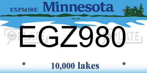 EGZ980 Minnesota License Plate