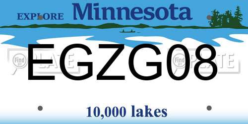 EGZG08 Minnesota License Plate