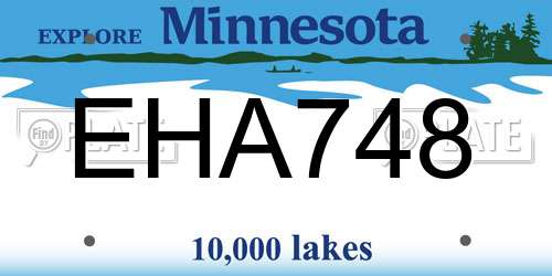 EHA748 Minnesota License Plate