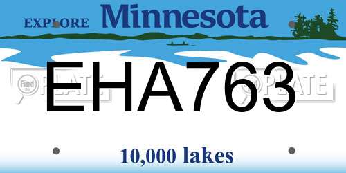 EHA763 Minnesota License Plate