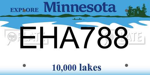 EHA788 Minnesota License Plate