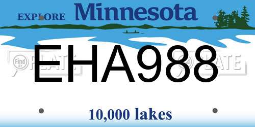 EHA988 Minnesota License Plate