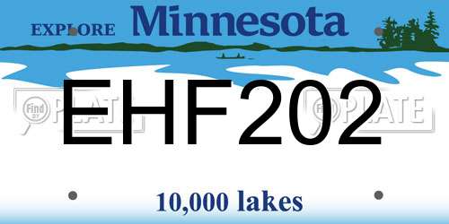 EHF202 Minnesota License Plate