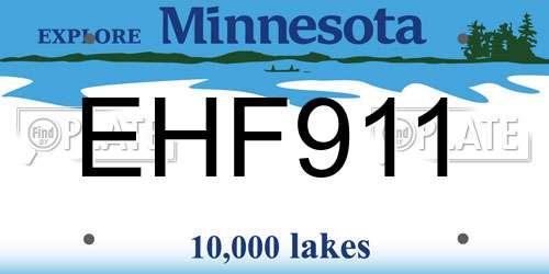 EHF911 Minnesota License Plate