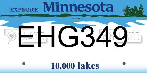 EHG349 Minnesota License Plate
