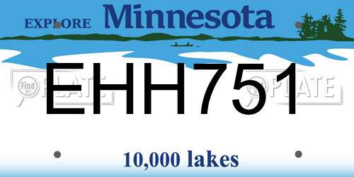 EHH751 Minnesota License Plate