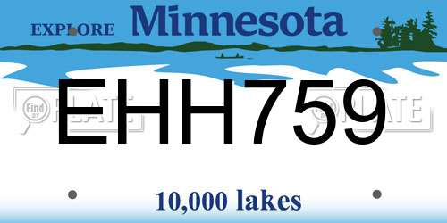 EHH759 Minnesota License Plate