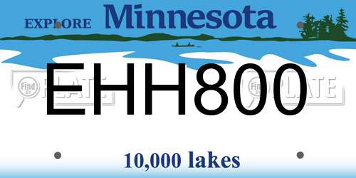EHH800 Minnesota License Plate