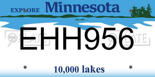 EHH956 Minnesota License Plate
