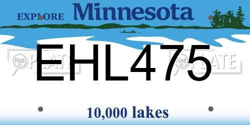 EHL475 Minnesota License Plate