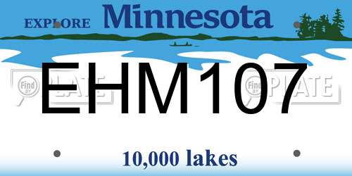 EHM107 Minnesota License Plate