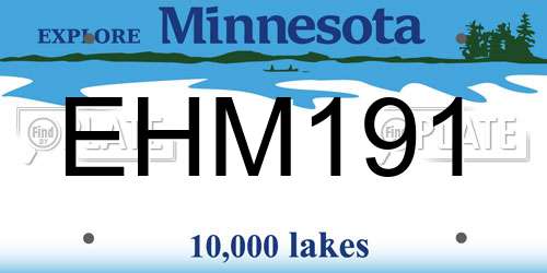 EHM191 Minnesota License Plate