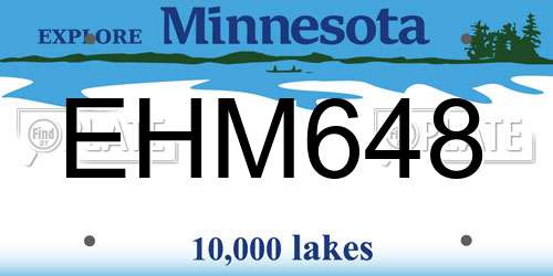 EHM648 Minnesota License Plate