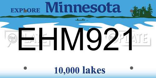 EHM921 Minnesota License Plate