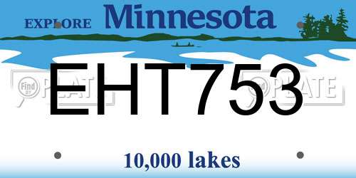 EHT753 Minnesota License Plate