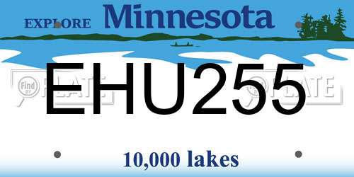 EHU255 Minnesota License Plate