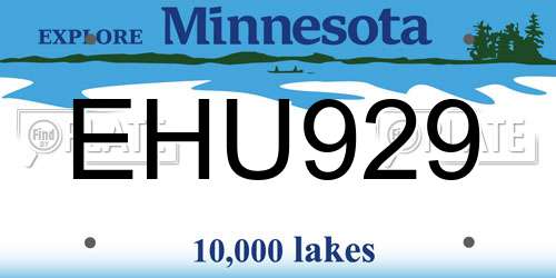 EHU929 Minnesota License Plate