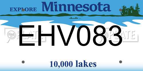 EHV083 Minnesota License Plate
