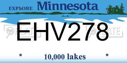 EHV278 Minnesota License Plate