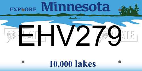 EHV279 Minnesota License Plate